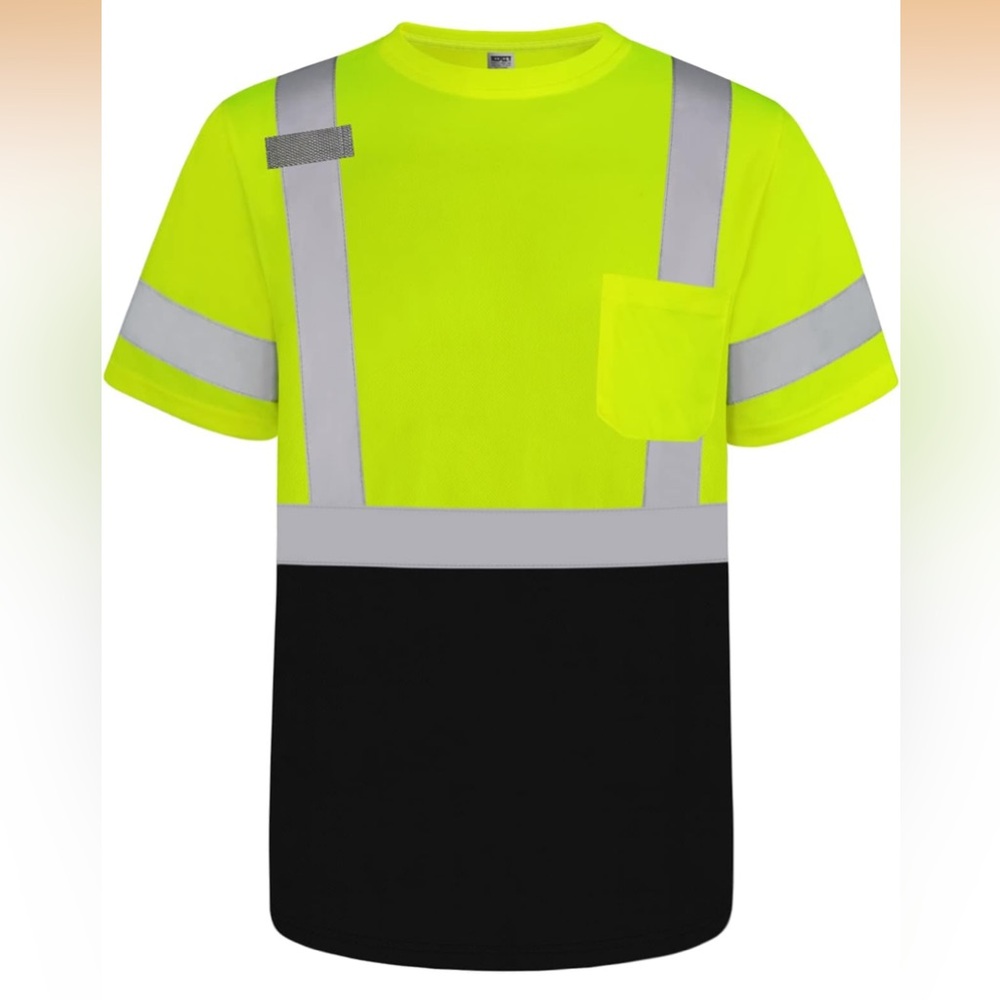 Men’s High Visibly Safety Reflective Shirt With Pocket Short Sleeve DP Yellow 3X